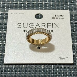 NEW | SUGARFIX by BAUBLEBAR | Gold Crystal Baguette Ring - Size 7 (RET $13)